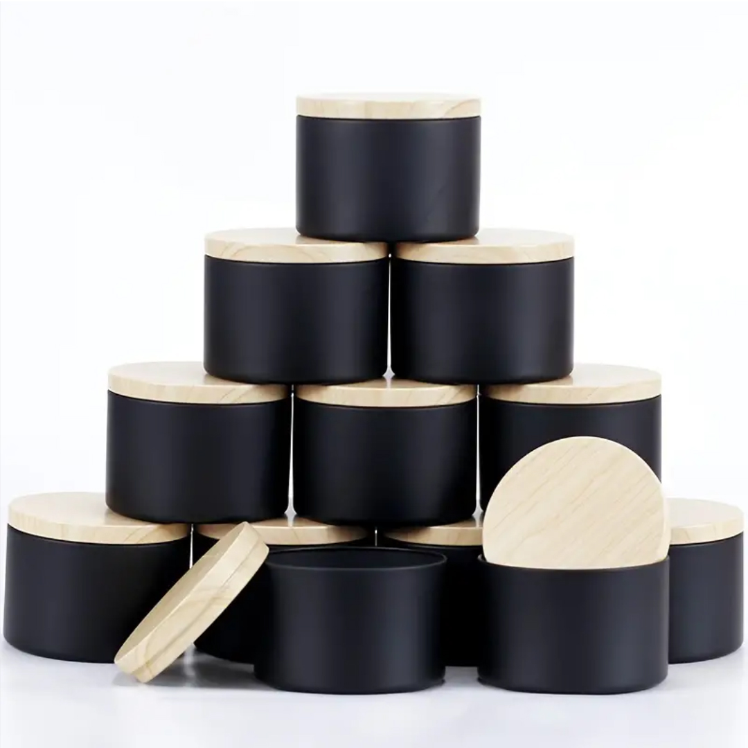 Candle Making Glass Jars - 12 Paket 4oz Siyah Mum Teneke